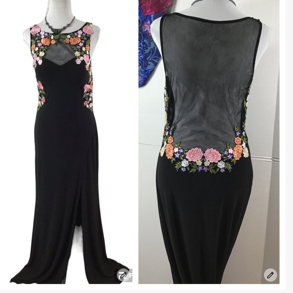Blondie Nites black floral maxi formal 11